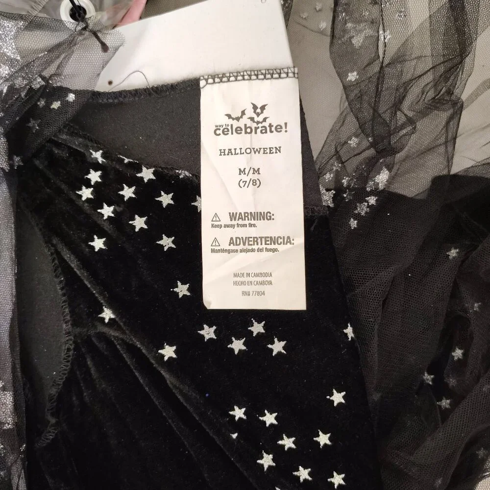 Girls Size M (7/8) Celestial Witch 4-Piece Sparkle Dress Halloween Costume
